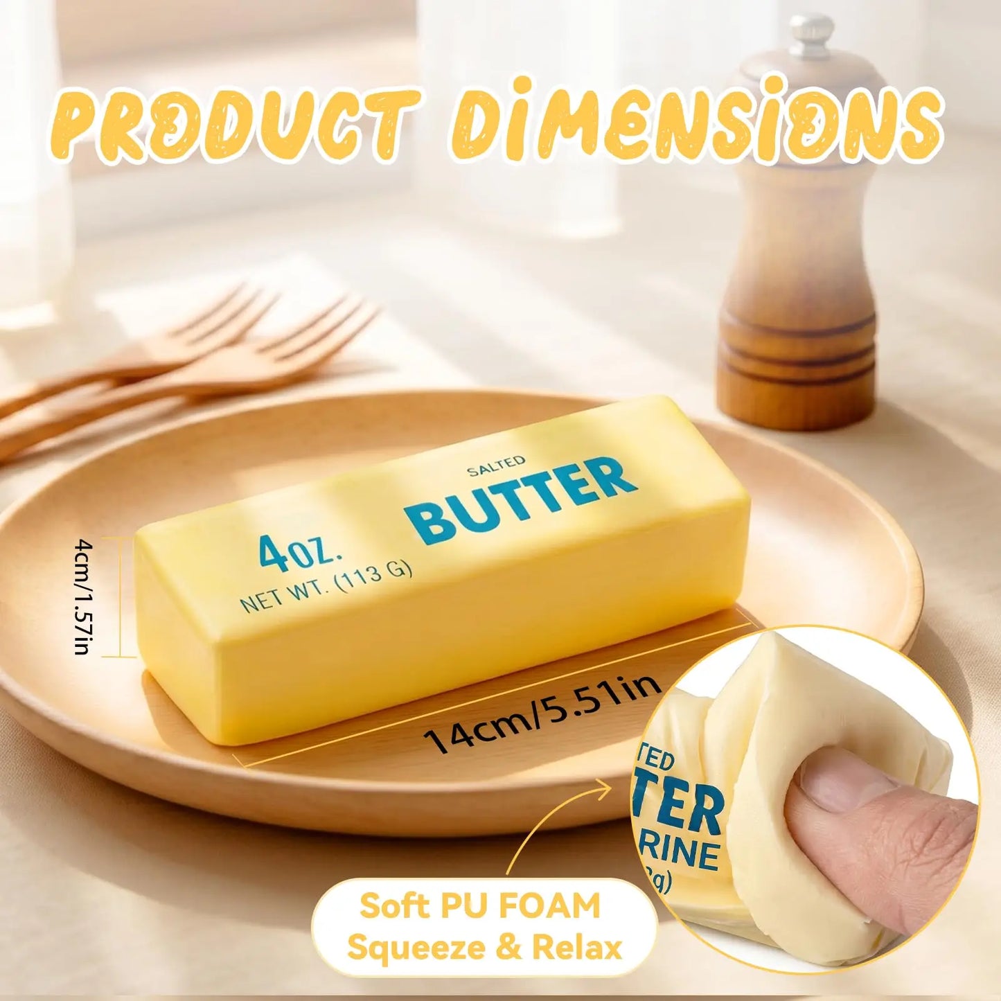 Butter Squishy Slow Rise Stress Ball - Satisfying Fidget Toy