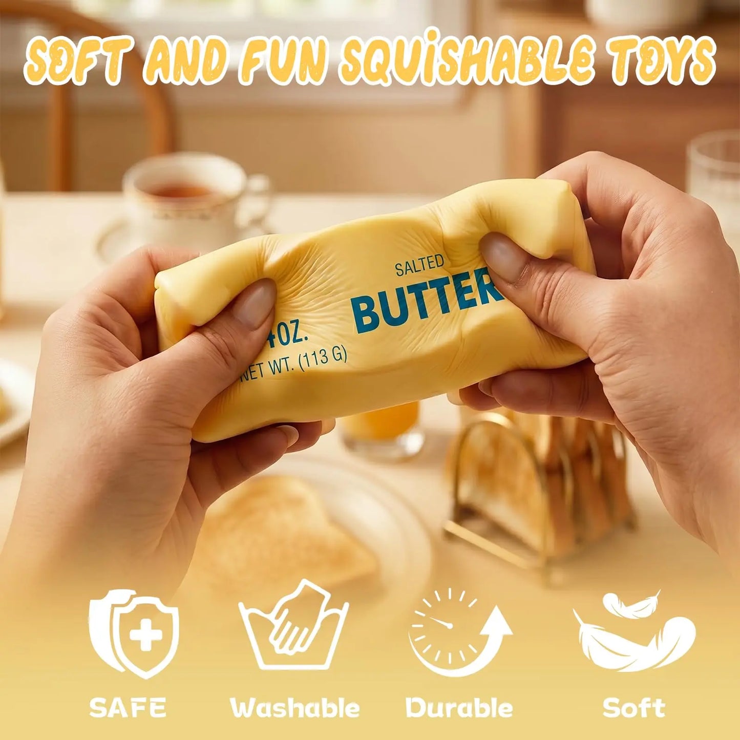 Butter Squishy Slow Rise Stress Ball - Satisfying Fidget Toy