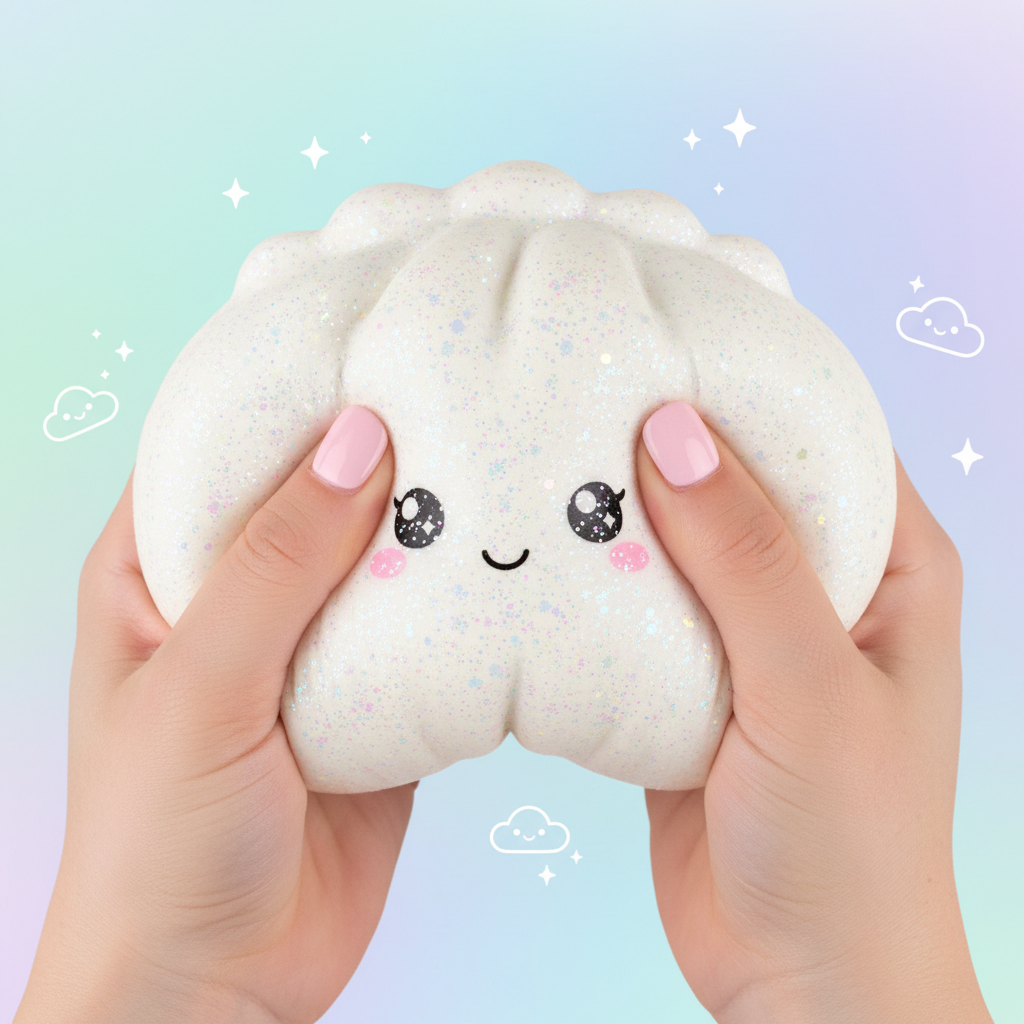 Giant Dumpling Squishy slow rise glitter stress ball