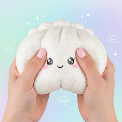 Giant Dumpling Squishy slow rise glitter stress ball